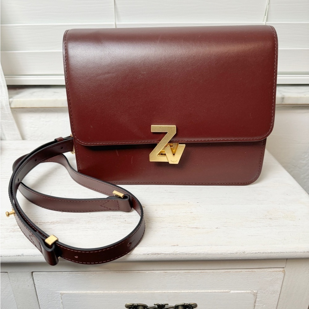 New ZADIG & VOLTAIRE Zv Initiale Le City in burgundy leather